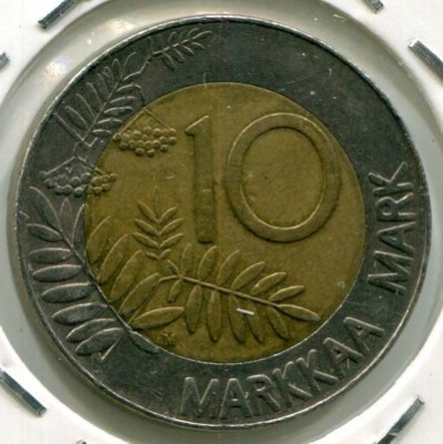 Монета Финляндия 10 марок 1993 год.