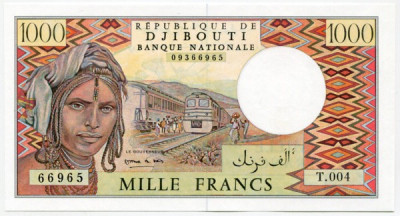 Банкнота Джибути 1000 франков 1991 год.