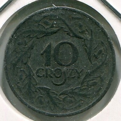 Монета Польша 10 грошей 1923 год.