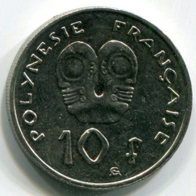 Монета Французская Полинезия 10 франков 2010 год.