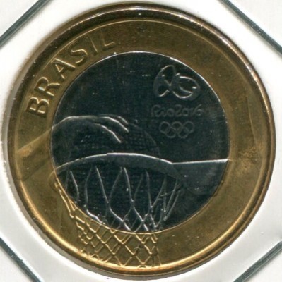 Монета Бразилия 1 реал 2015 год. Баскетбол