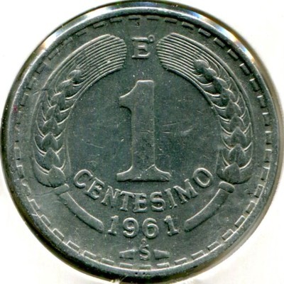 Монета Чили 1 сентесимо 1961 год.