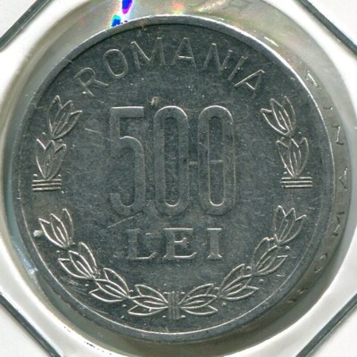 Монета Румыния 500 лей 1999 год.