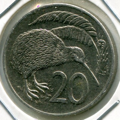 Монета Новая Зеландия 20 центов 1989 год.
