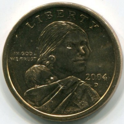 Монета США 1 доллар 2004 год. D "Сакагавея"