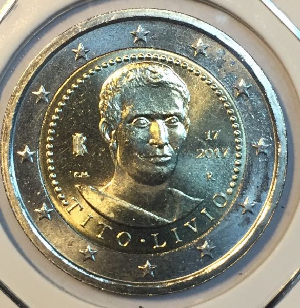 Монета Италии 2 евро 2017 года 