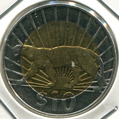 Монета Уругвай 10 песо 2011 год. Пума
