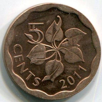 Монета Свазиленд 5 центов 2011 год.