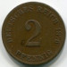 Монета Германская 2 пфеннига 1876 год. G
