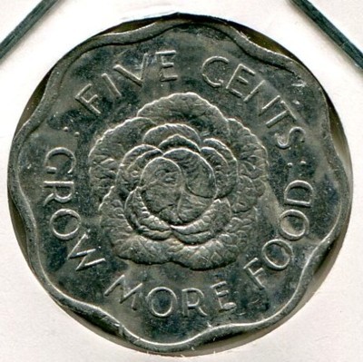 Монета Сейшелы 5 центов 1972 год. FAO