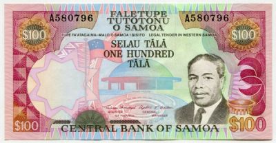 Банкнота Самоа 100 тала 1990 год.