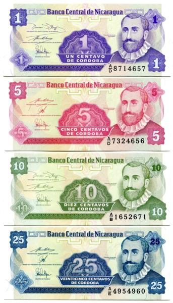 Никарагуа набор из 4-х банкнот 1991 год.