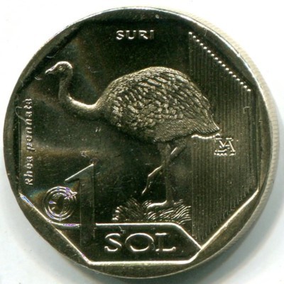 Монета Перу 1 соль 2018 год. Дарвинов нанду.