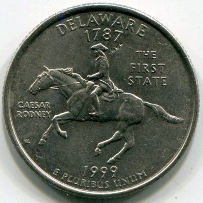 Монета США 25 центов 1999 год. Штат Делавэр. P