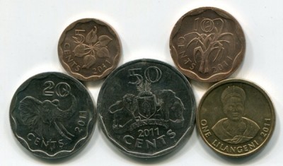 Свазиленд набор из 5-ти монет 2011 год.