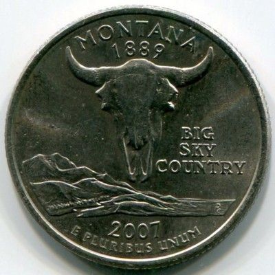 Монета США 25 центов 2007 год. Штат Монтана. D
