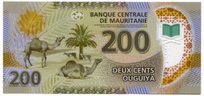 Банкнота Мавритания 200 оугуйя 2017 год.