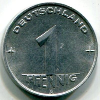 Монета ГДР 1 пфенниг 1952 год. А
