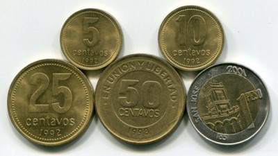 Аргентина набор из 5-ти монет.