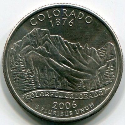 Монета США 25 центов 2006 год. Штат Колорадо. P