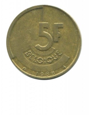 Бельгия 5 франков 1988 г.