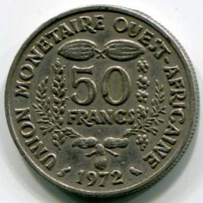 Монета Западно-Африканские Штаты 50 франков 1972 год.