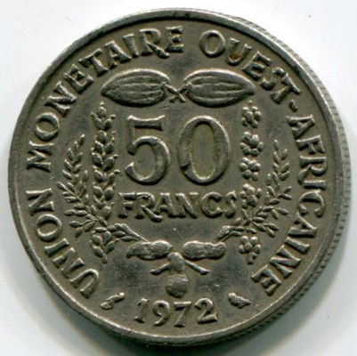 Монета Западно-Африканские Штаты 50 франков 1972 год.