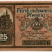 Банкнота город Штригау 25 пфеннигов 1920 год.