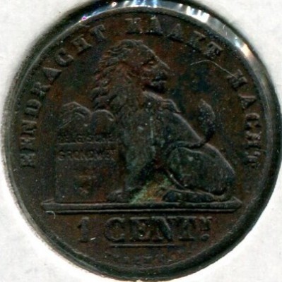 Монета Бельгия 1 сантим 1907 год.