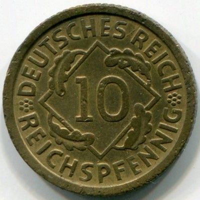 Монета Германия 10 рейхспфеннигов 1935 год. G
