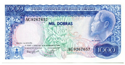 Банкнота Сан-Томе и Принсипи 1000 добра 1982 год.
