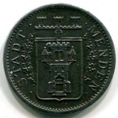 Монета Менден 10 пфеннигов 1919 год. Нотгельд