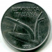 Монета Италия 10 лир 1976 год.