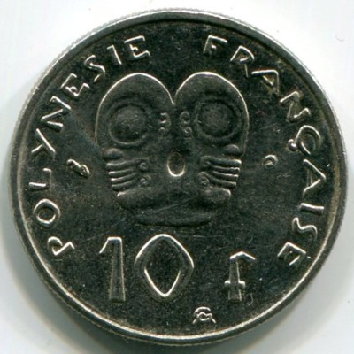 Монета Французская Полинезия 10 франков 2002 год.