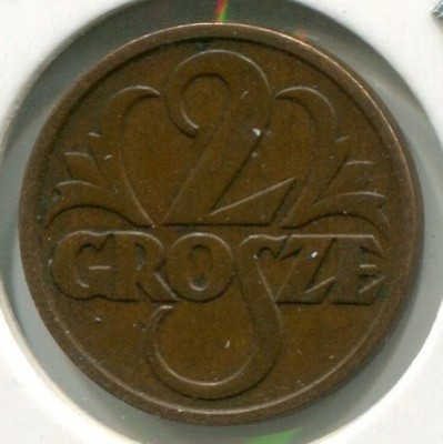 Монета Польша 2 гроша 1928 год.