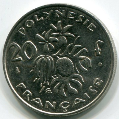Монета Французская Полинезия 20 франков 2001 год.