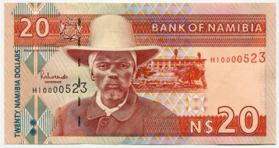 Банкнота Намибия 20 долларов 2002 г.