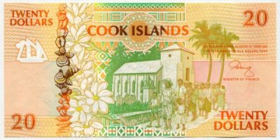 Банкнота Острова Кука 20 долларов 1992 год.