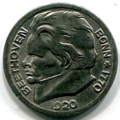 Монета Бонн 10 пфеннигов 1920 год. Нотгельд