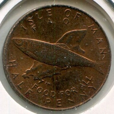 Монета Остров Мэн 1/2 пенни 1977 год. FAO