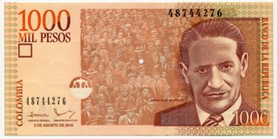 Банкнота Колумбия 1000 песо 2016 год. 