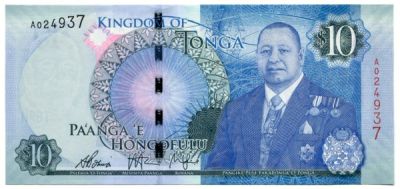 Банкнота Тонга 10 паанга 2015 год.