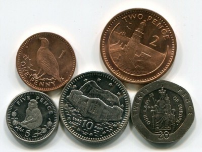 Гибралтар набор из 5-ти монет 2000 год.