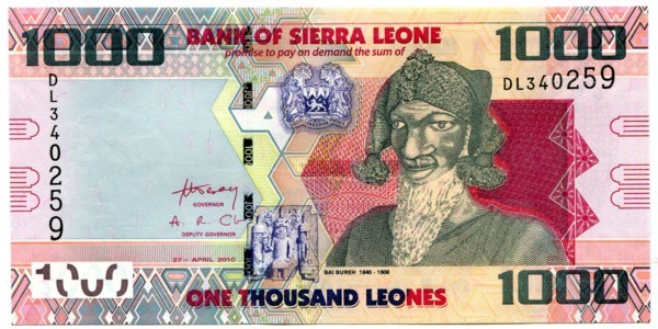 Банкнота Сьерра-Леоне 1000 леоне 2010 год.