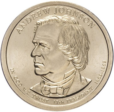 Монета США 1 доллар 2011 год. Эндрю Джонсон 17-й президент США.