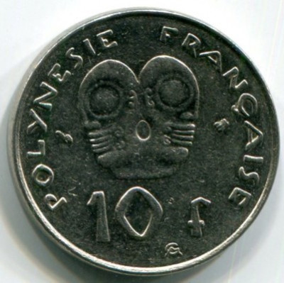 Монета Французская Полинезия 10 франков 2000 год.