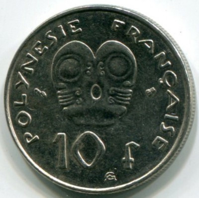 Монета Французская Полинезия 10 франков 1995 год.
