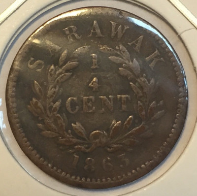 Монета Саравак 1863 год 1/4 цент