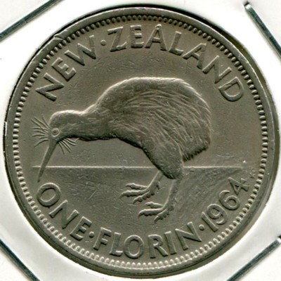 Монета Новая Зеландия 1 флорин 1964 год.