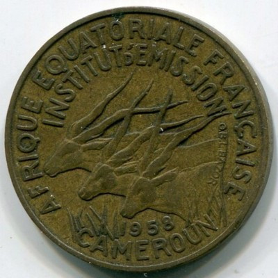 Монета Камерун 10 франков 1958 год.